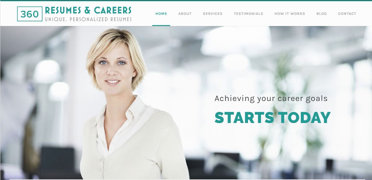 Best Resume Service in California â€“ Screenshot of 360 Resumes and Careers Homepage