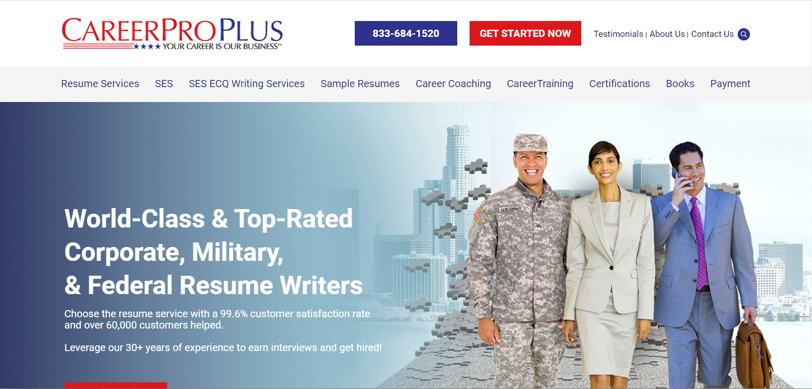 10 Best Military Resume Writing Services in 2021 â€“ Screenshot of CareerPro Plus Homepage