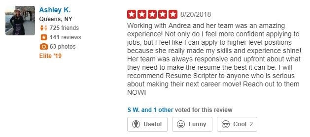 Yelp Review of Resume Scripter Sales and Marketing Resume Writing Service