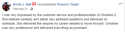 Facebook Review of Resume Target Sales Resume Service