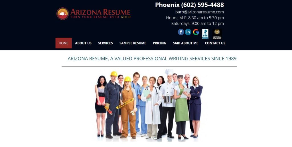 arizona resume hero section