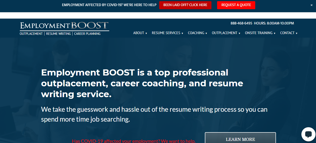 Header image of Employment Boost offering best executive resume writing services