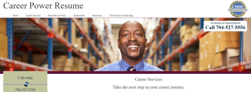 Screenshot of Career Power Resume hero section