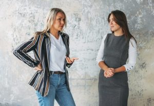 Women in a conversation about people searching for jobs