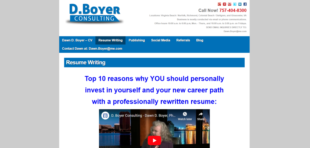 hero section of D. Boyer Consulting