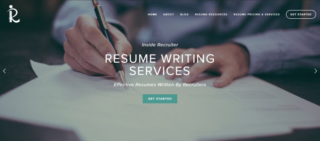 Screenshot of Inside Recruiter Homepage for Best Sales and Marketing Resume Writing Service