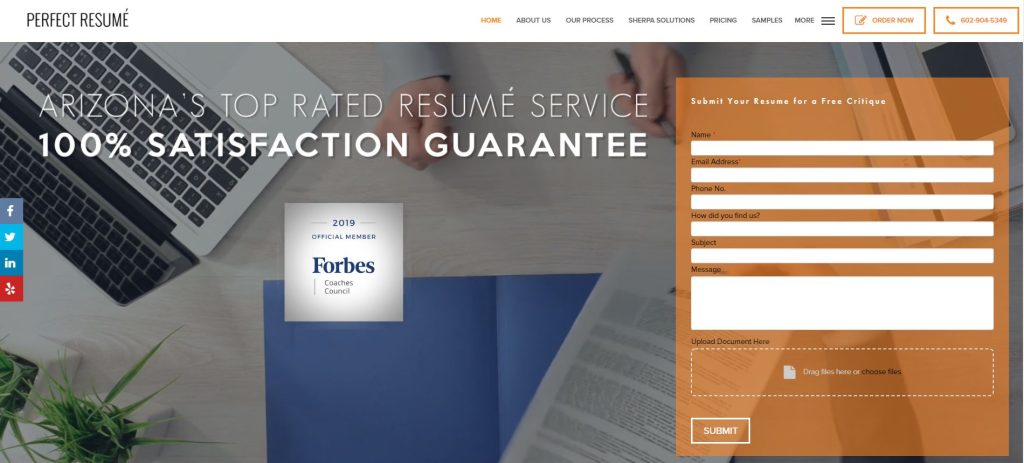 perfect resume hero section