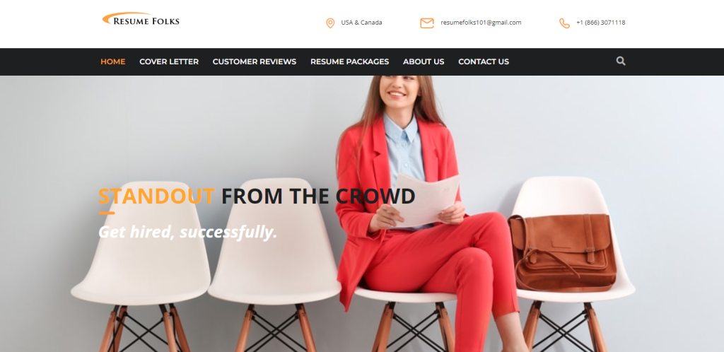 10 Best Resume Writers â€” screenshot of Resume Folks’ homepage