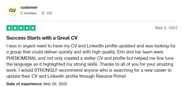 resume prime review in trustpilot