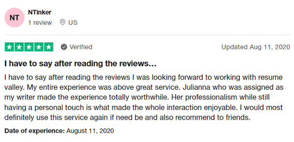 Resume Valley Trustpilot reviews