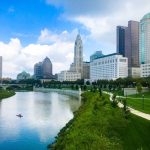 scenic columbus ohio skyline of the city