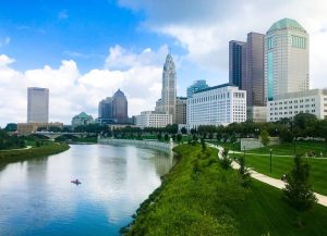 scenic columbus ohio skyline of the city