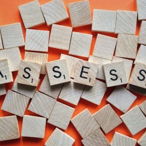 Scrabble tiles forming the word assess to show resume assessment