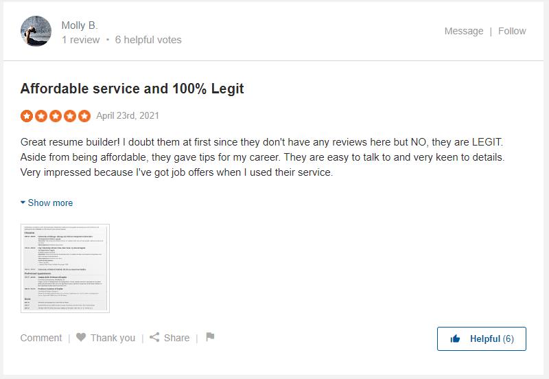 Sitejabber CV writing services review for Resume Prime