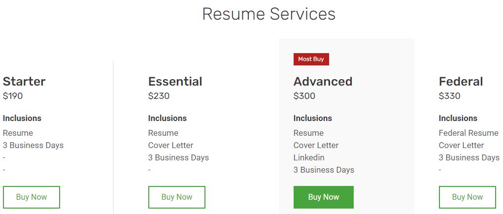 screenshot of Resume Prime's resume services