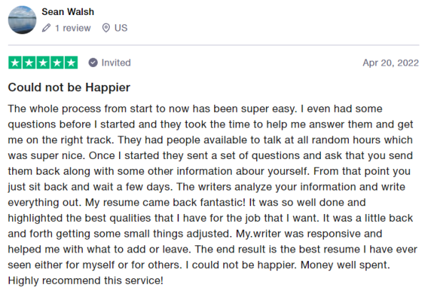 Trustpilot Review for Resume Professional Writers in Vancouver BC