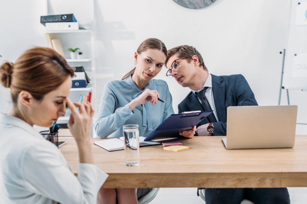 A woman getting stress because she fail due to bad job interview body language