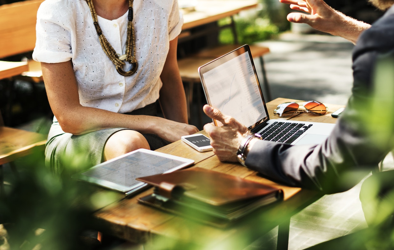 woman flaunting her digital job portfolio during interview